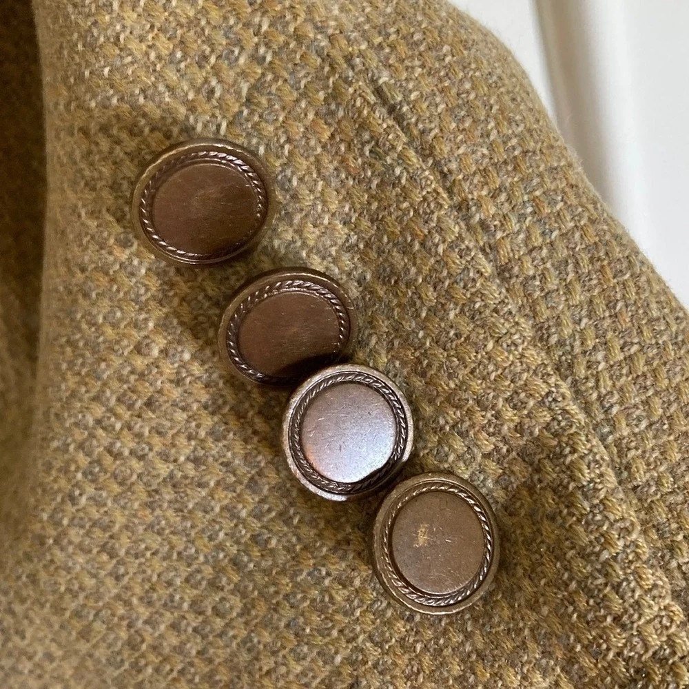 Tom James Bespoke Mens Filo A Mano 2 Button Blazer Size 50R‎ Tan Grey Bronze
